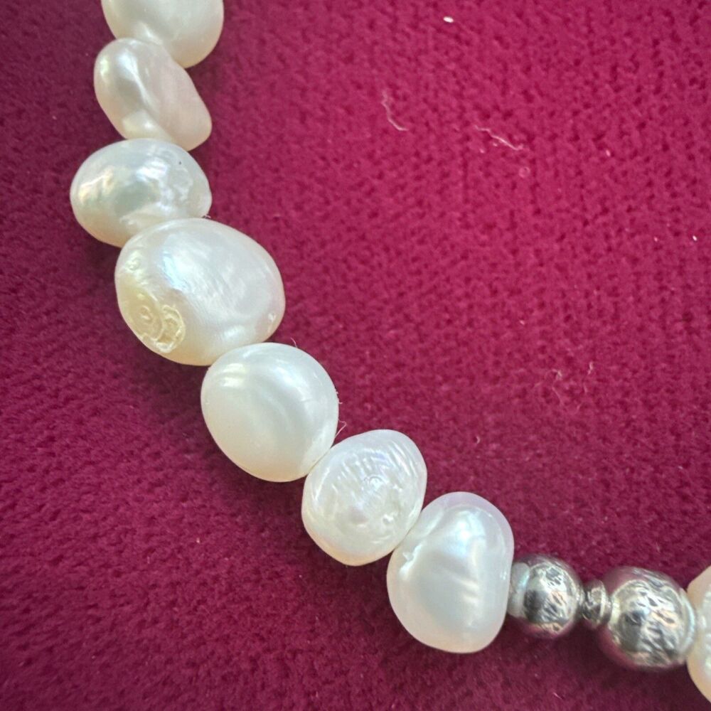 Vintage Silpada Sterling Silver Freshwater Pearl Stretch Bracelet - Picture 5 of 5